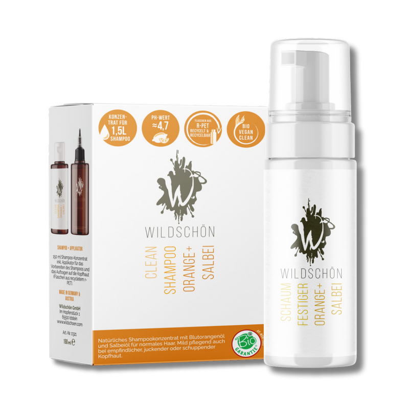 Aktion: Shampoo-Konzentrat Orange + Salbei (150ml) + Schaumfestiger