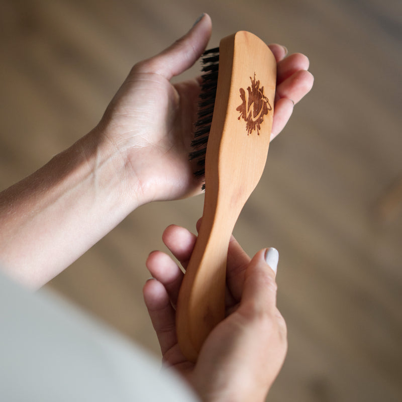 Natural boar bristle handle brush